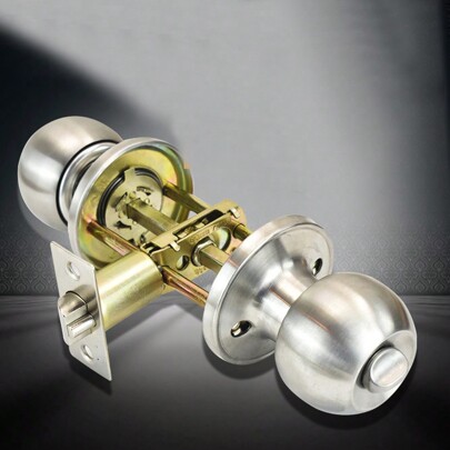 Premium Round Knob Door Lock Set - Key Entry, Adjustable Latch, Anti-Prying Cover, Solid Brass Lock Core, 304 Stainless Steel, For 25-45mm Door Thickness