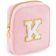 1PC Academy Style Nylon Towel Embroidered Letter Makeup Bag Valentine's Day Gift Indoor Toilet Bag Lipstick Cosmetics Travel Vacation Storage Bag Key Card Miscellaneous Storage Change Bag Makeup Organizer Makeup Storage Bag Mini Pouch Travel Small Makeup Case Accessories Make Up Holder Brush Bag Make Up Container Cosmetic Bag Travel Essentials Ladies Accessories Travelling Stuff Makeup Bags Makeup Pouch Make Up Pouch