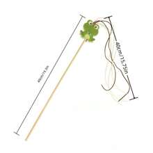 1pc Pet Toy Frog Tickle Cat Stick, Cat Toys - Green - View 2