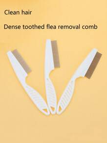 1件装宠物除蚤梳狗猫梳子除蚤梳美容梳脱毛宠物梳子跳蚤梳密齿梳宠物用品 - 彩色 - 查看 3