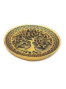 Incensário De Vareta Árvore Da Vida Redondo Dourado 10cm - Dourado - Visão 1