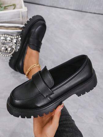 2024 New British Style Platform Slip-On Oxfords For Women, Versatile Autumn/Spring Loafers