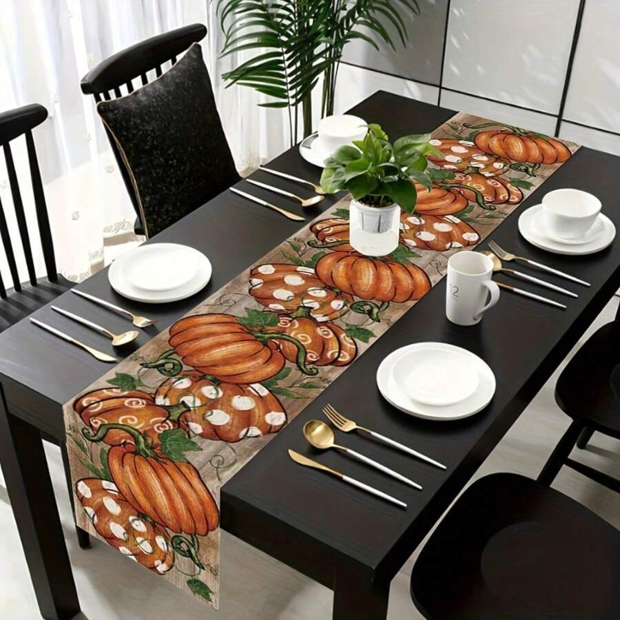 1 tấm khăn trải bàn Autumn Harvest - Vải Polyester hình vuông bền, chống nước - 13x72 inch, hoàn hảo cho phòng ăn tại nhà, nhà hàng, trang trí tiệc và lễ kỷ niệm ngày lễ - Nhiều thông số kỹ thuật - Xem 1