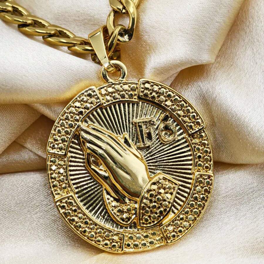 8mm 60cm Friso S Cord With Antique Coin Chain And 7 Identical Pendant Luxury In 18K Gold For Men - 咖啡 - 查看 1