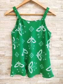 Braided Tank Top Elaborate Women's Dune Print Blouse 2025 - in màu xanh lá cây - Xem 2