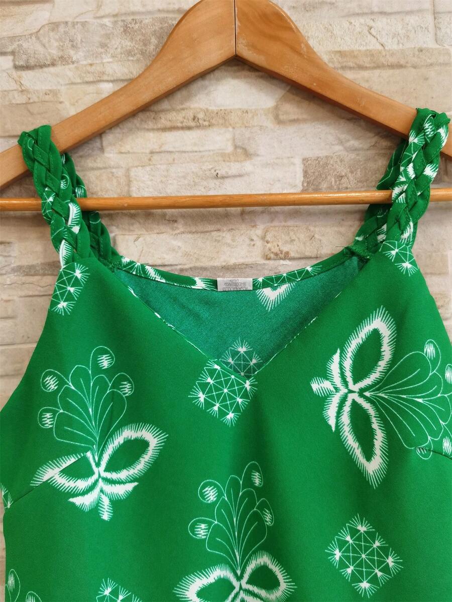 Braided Tank Top Elaborate Women's Dune Print Blouse 2025 - in màu xanh lá cây - Xem 1