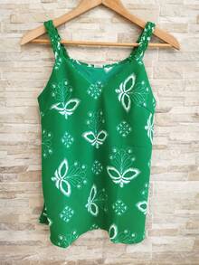 Braided Tank Top Elaborate Women's Dune Print Blouse 2025 - in màu xanh lá cây - Xem 3