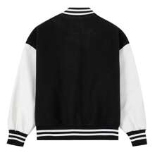 BOBBIE BURNS 1950s Unisex Woven Jacket, Patchwork Contrast Color Retro Baseball Uniform Sports Casual Coat