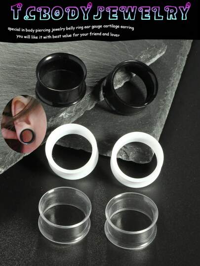 3 Pars Silicone Double Flare Ear Gauges Tunnels Mix 3 Color Clear Plug Tunnels Piercing Stretcher Gauges For Ear Flexible Soft Silicone Ear Tunnels