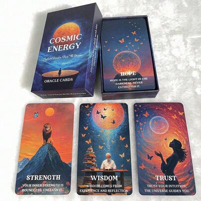 Cartas del Oráculo de la Energía Cósmica, Cartas del Tarot Espiritual, Baraja del Tarot de la Sabiduría del Universo, Cartas del Oráculo del Poder Desconocido, Cartas de 12x7cm, 54 Cartas, Consejos para el Tarot