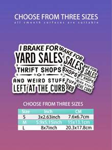 1pc Removable Outdoor Waterproof Vinyl Sticker With Graphic Text Saying "I Brake For Yard Sales, Thrift Shops, And Weird Stuff Left At The Curb", Various Sizes, Featuring Cute Cartoon Character Design - Mainly Based On Picture Color - View 11