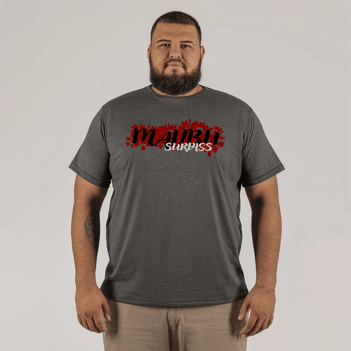 Plus Size Large T-Shirt With Various Colors 100% Cotton Printed Running - 深灰色 - 查看 1