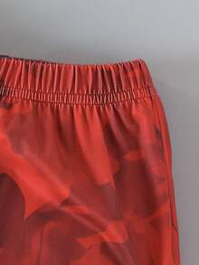 2 件套年轻男孩休闲虎纹长袖圆领运动衫和裤子套装，适合春秋季、休闲、运动、日常穿着、旅行、学校、户外、派对 - 紅色 - 查看 6