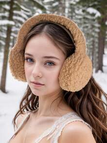 1pc Women Solid Color Fluffy Foldable All-Match Ear Muffs, Versatile And Warm - Multicolor - View 9