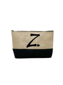 A-Z 爱心字母手提包兼化妆包，个性化礼品袋，带围巾沙滩包，便捷旅行收纳包，旅行化妆包 - 卡其色 - 查看 66