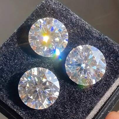 Đá Moissanite tròn cổ điển, trọng lượng 0.8-10ct, dạng viên rời, thích hợp làm trang sức DIY, màu D, độ tinh khiết VVS1, lựa chọn quà tặng lý tưởng.