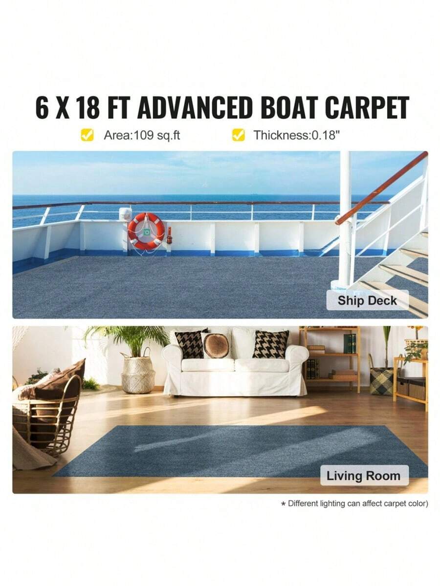 VEVOR Gray Marine Carpet 6 Ft X 18 Ft Boat Carpet Rugs Indoor Outdoor