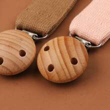 1pc Baby Fashionable Plaid Pacifier Chain And Beechwood Triple Pacifier Clip, Suitable For Daily Use