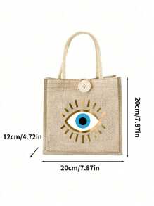 Túi vải lanh 'Chic Evil Eye' - Túi xách nhẹ, có khóa, sức chứa lớn, túi mua sắm và đựng đồ có thể gấp lại, có khóa an toàn, túi quà tặng ngày lễ, quà tặng tốt nghiệp, quà tặng sinh nhật bạn bè, lựa chọn hoàn hảo cho chuyến du lịch nghỉ dưỡng - quà tặng Ngày nhà giáo hoàn hảo, lý tưởng cho y tá, bác sĩ và các bà mẹ - Màu Khaki - Xem 7