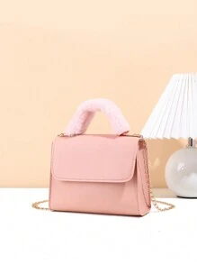 1 pezzo Borsa a tracolla da ragazza con decorazione in pelliccia al polso, borsa a tracolla, regalo ideale