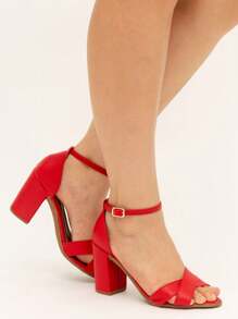 Kit 2 Pairs Women's Block Heel Sandals, Fashion, Shiny, Comfortable - Đỏ và trắng - Xem 6