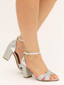 Kit 2 Pairs Women's Block Heel Sandals, Fashion, Shiny, Comfortable - Đỏ và trắng - Xem 7