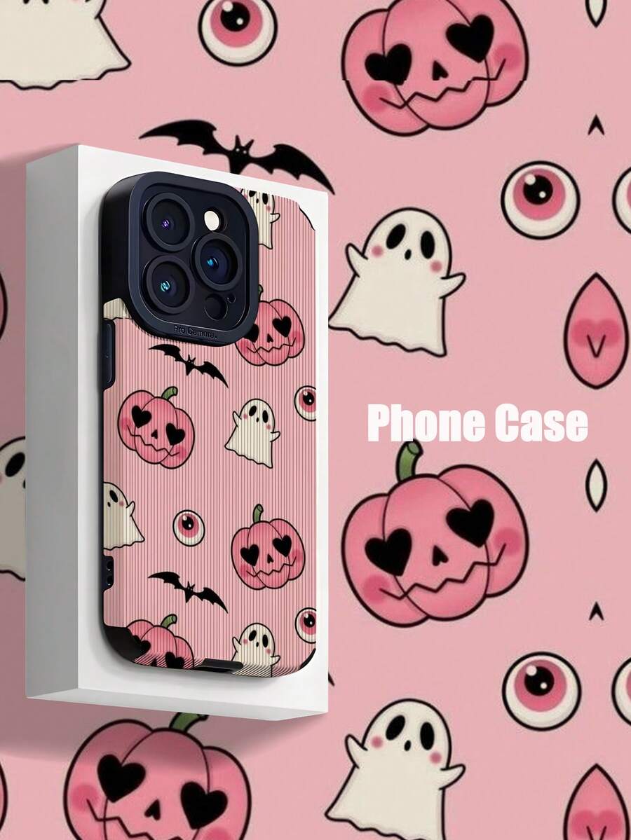 1 件简约可爱南瓜图案条纹仿皮保护软手机壳，适用于 iPhone 和 S15/S15 PLUS/S15 PRO/S15 PRO MAX - 彩色 - 查看 1