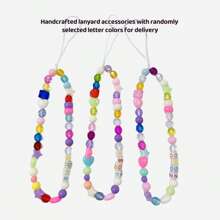 One Pink Cute Cartoon Multi-Accessory Lanyard Soft Phone Case/Colorful Star Lanyard Compatible With Samsung, Huawei, Apple, Xiaomi, Redmi - Pink Random Small Accessories Full Shell Series - View 9