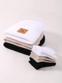 Juego de 3 piezas de gorros y guantes de punto para bebé, combinados con gorros cálidos de otoño e invierno para recién nacidos, niños y niñas, gorros suaves y cómodos para niños pequeños, regalos de Navidad/Acción de Gracias