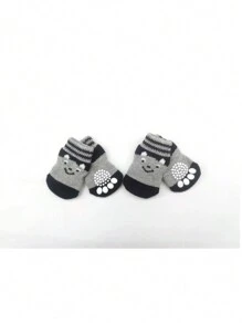 4pcs Cartoon Graphic Pet Socks For Dog And Cat For All Season