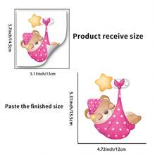 1 miếng dán tường hình chú gấu hồng, miếng dán trang trí ấm áp sáng tạo, thích hợp cho phòng ngủ, phòng khách, trang trí lớp học - Nhiều màu - Xem 7