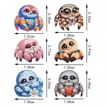 6 件蜘蛛 DIY 钻石画钥匙扣钻石艺术钥匙扣套件，DIY 手绘钥匙扣工艺品，适合成人和初学者，生日工艺家居派对装饰 - 彩色 - 查看 8