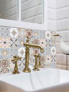 10 件复古印花防溅板贴花贴纸，防水防油，适用于装饰浴室、客厅、厨房家具，为您的家居增添独特风格 - 彩色 - 查看 9