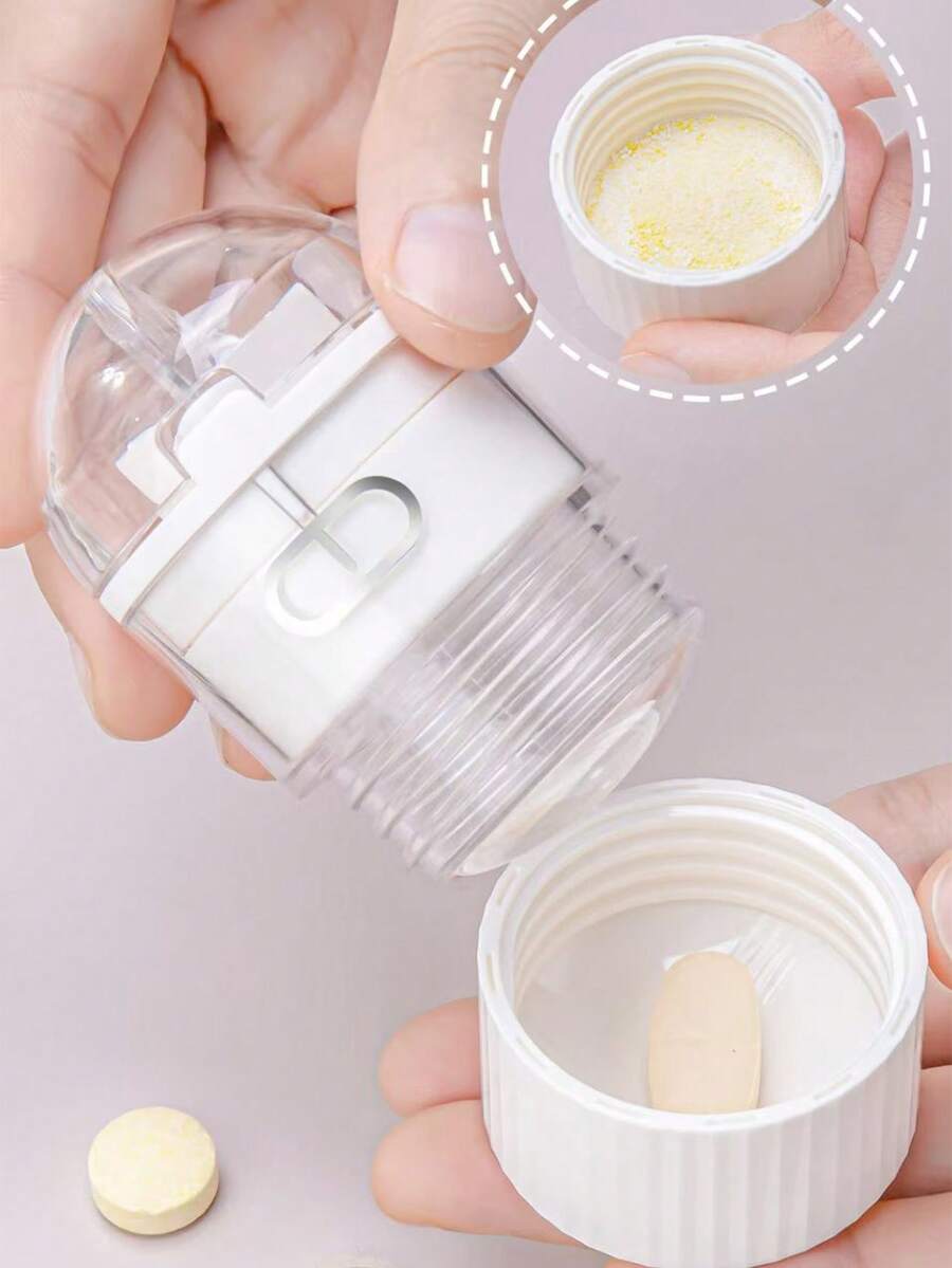 1 件纯色多功能药盒，便携式家用药丸切割器和分配器 - 彩色 - 查看 1