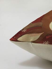 1 vỏ gối vải lanh in hình tuần lộc Giáng sinh, vỏ gối trang trí nhà cho vỏ gối sofa ngày lễ trang trại mùa đông, không có ruột gối, in một mặt - Nhiều màu - Xem 6