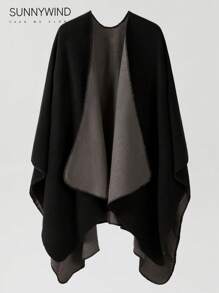 1 pieza Chal elegante y versátil de unicolor de poliéster cálido, adecuado para uso diario