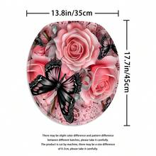 4pc Butterfly Shower Curtain Set, Flower Shower Curtain, Pink Floral Shower Curtain, Xmas Bathtub Cute Shower Curtain, Shower Curtain Waterproof Fabric Bathroom Decoration Curtain With 12 Hooks, Anti-Slip Bathroom Mat Toilet Mat Set, Bath Mat, Toilet Seat Mat, Non-Slip U-Shaped Mat, 12 Hooks With Shower Curtain, 70.8 "X 70.8" - Multicolor - View 8