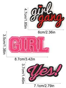 1 Bộ 3 Miếng Dán Thêu Chữ Cái Tiếng Anh Hình Cô Gái Màu Hồng Bằng Polyester, Miếng Dán Sắt Tự Làm, Phụ Kiện Quần Áo, Miếng Dán Vải Thích Hợp Cho Ba Lô, Quần Jean, Áo Khoác, Áo Phông, Mũ, Váy, V.v. - màu sắc hỗn hợp - Xem 7