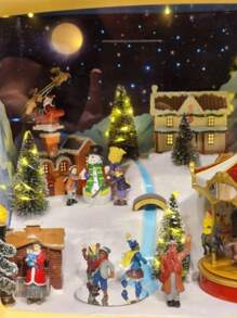 Musical Christmas Ornament TV Santa Claus Television Christmas Decoration Animated Vintage Television 15'' - 紅色 - 查看 7