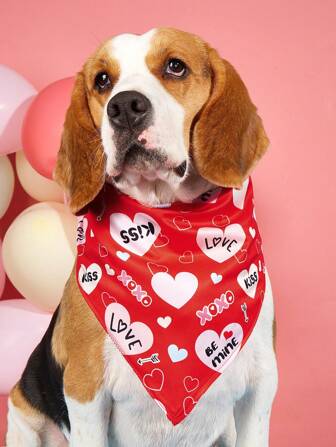 Nuevo Día de San Valentín Festivo Bufanda/Babero a cuadros rojos con estampado de pata de gato e inglés para perros pequeños/medianos, adecuado para Golden Retriever