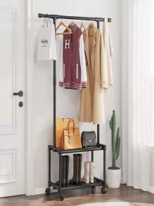 Coat Rack With Shoe Rack Made Of Aluminum And PP: Multifunctional Space Saving Solution - 2 In 1 Organizer: Coat Rack And Shoe Rack Made Of Aluminum And Polypropylene, Ideal For Modern Homes.
