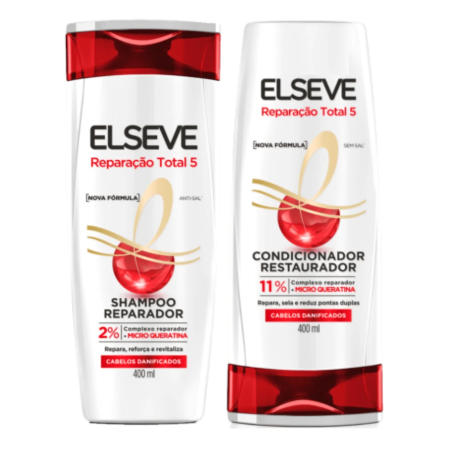 Shampoo+Conditioner 400ml Total Repair 5 Large Elseve - Damaged Hair - 白色 - 查看 1