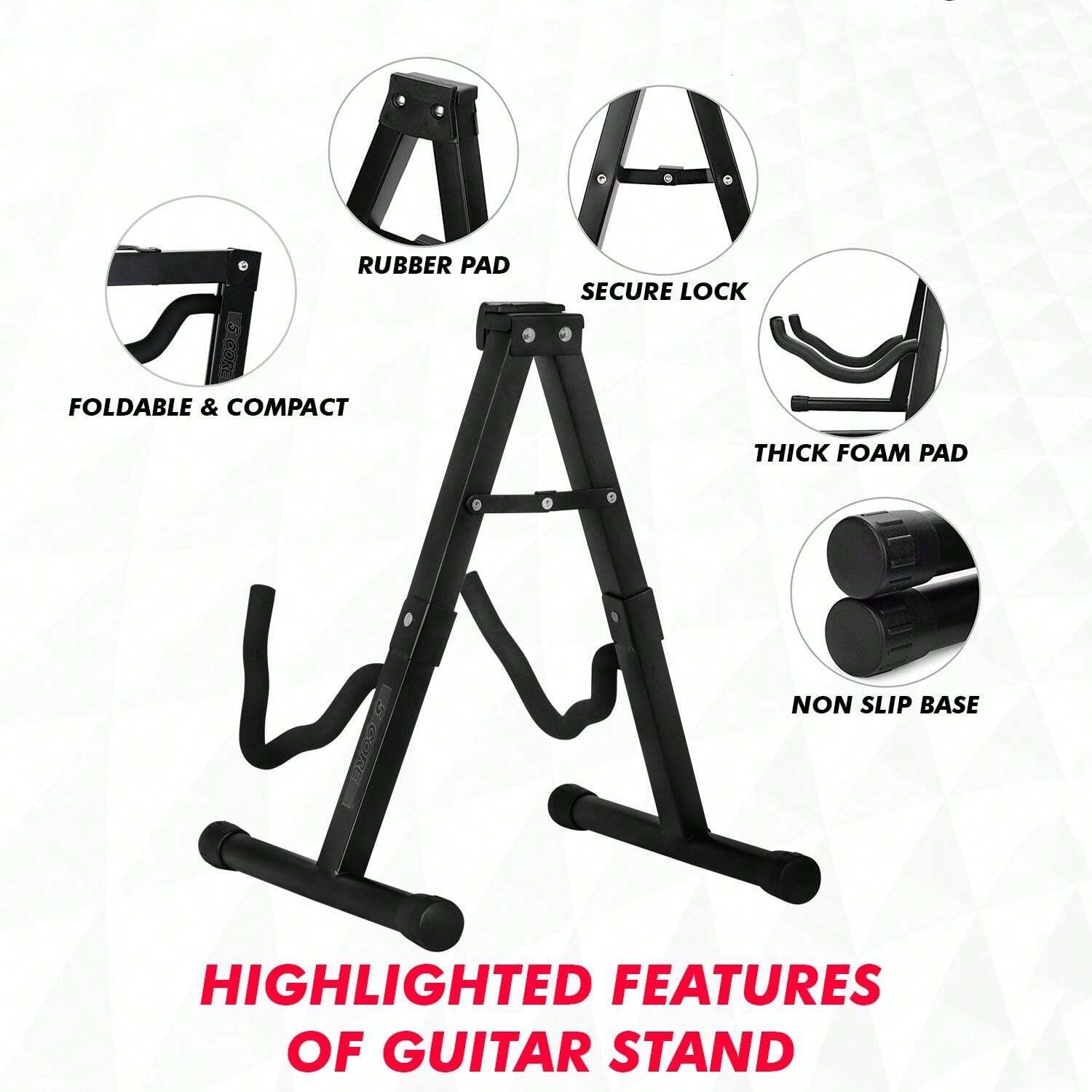 Double Guitar Stand Floor Adjustable Heavy Duty A Frame Universal