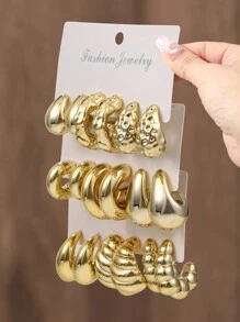 Juego de 18 piezas de pendientes de aro de moda para mujeres, ideal para fiestas, citas, vacaciones, joyería de estilo minimalista