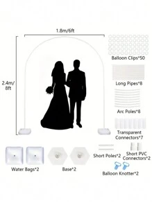 1 Set Multi-Functional Wedding Arch Frame - Sturdy Water-Fillable Base, No Electricity Required, Easy Assembly, Adjustable Height, Balloon Column Stand Kit, For Indoor Wedding, Anniversary, Birthday, Christmas, Thanksgiving, New Year Party And Event Decoration - White - View 2