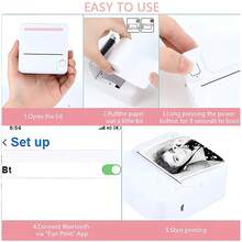 Portable Inkless Mini Printer, Wireless Mini Printer With 6 Paper Rolls (3 White Sticker + 3 Color Thermal Paper) For Printing Photos, Lists, Memos, QR Codes, Notes, Pocket Inkless Printer Compatible With Android And IOS - One Size - View 7