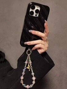 Dây đeo tay có thể tháo rời hình bướm đính hạt sang trọng, Vòng đeo tay, Dây buộc ngắn, Giá đỡ ốp điện thoại, Móc chìa khóa, Mặt dây chuyền túi - Hồng - Xem 2