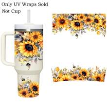 2 piezas Pegatinas de transferencia UV DTF con diseño floral para vasos Libbey de 40oz - Resistentes al agua y a los arañazos, Kit de decoración DIY para jarras, tazas de café y talla grande - Material de PVC (Vasos no incluidos)