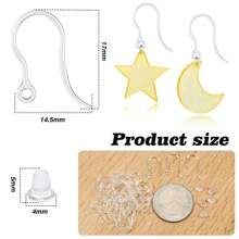 KMEOSCH 20/50 piezas Ganchos para pendientes de plástico transparente hipoalergénicos de 14,5x17 mm con broches para pendientes, componentes para hacer pendientes DIY