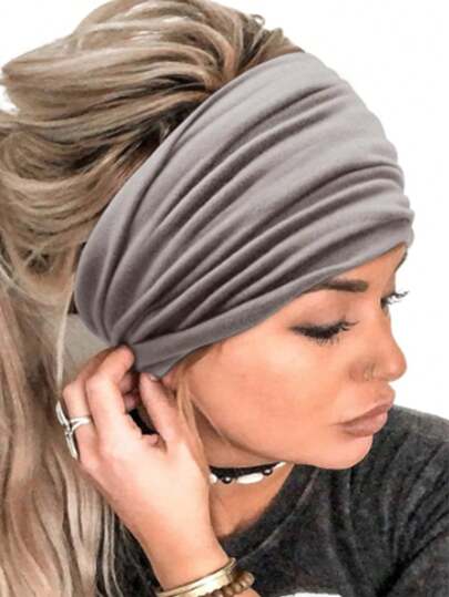 1 حبة شريط عصابة رأس مرن للجنسين ، لون سادة لرياضة اليوغا والركض واللياقة البدنية ، شريط امتصاص العرق